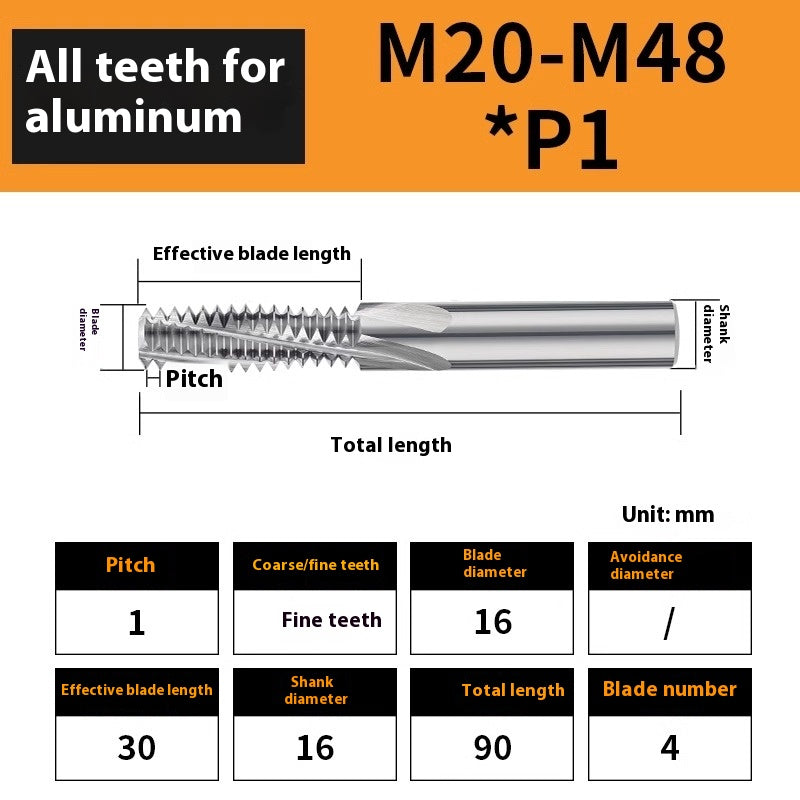 2136-65° aluminum with colorful thread milling cutter lengthened single tooth three-tooth full thread machining center tungsten carbide milling cutter M3M4M5 Shandong Denso Pricision Tools Co.,Ltd.